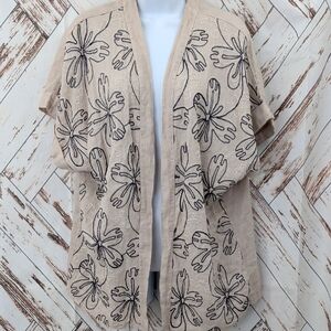 Valentina Naldi Italian Linen Embroidered Floral Kimono Tunic